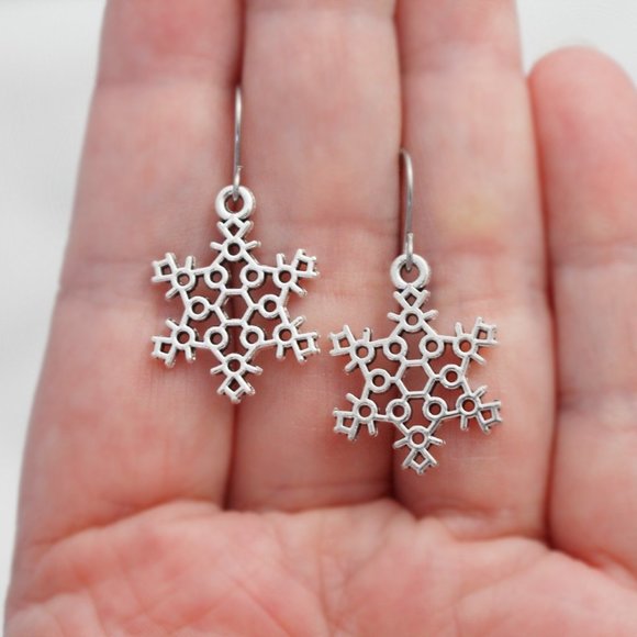 Snowflake Charm Earrings - Picture 5 of 10
